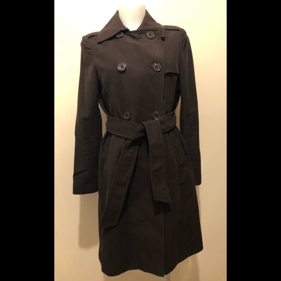 GAP LONGLINE BUTTON BELTED BROWN COAT🧥size S - Picture 3 of 17